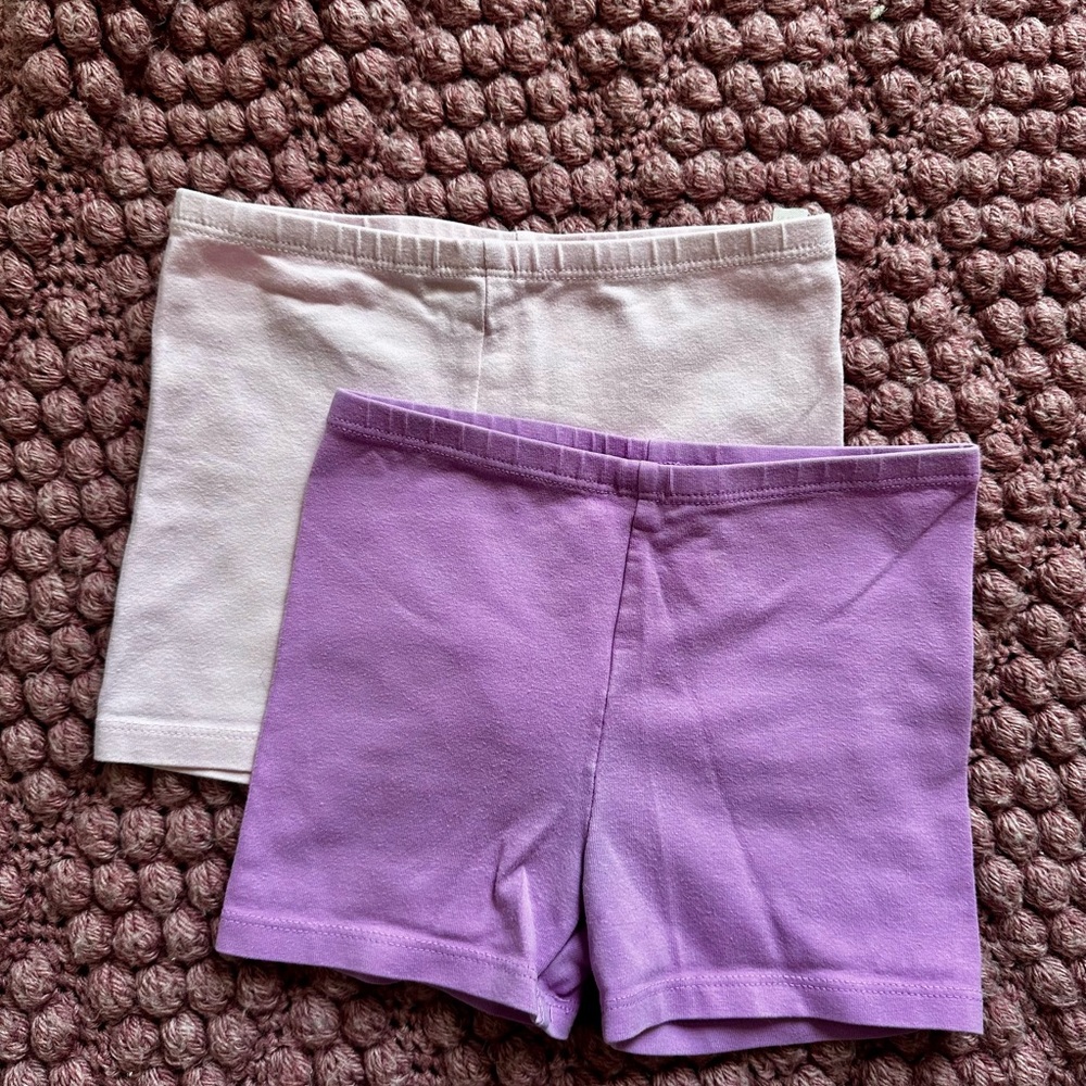 Primary Lavender and Cream Girls' Stretch Bike Shorts Set